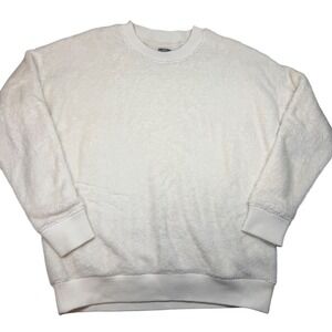 Aerie Womens Cozy Plush Sherpa Pullover Crewneck Sweatshirt Cream Size Medium